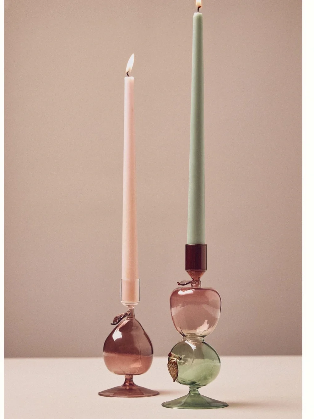 Anthropologie Harvest Fruit Icon Glass Candle Holder New Apples Fall Candlestick